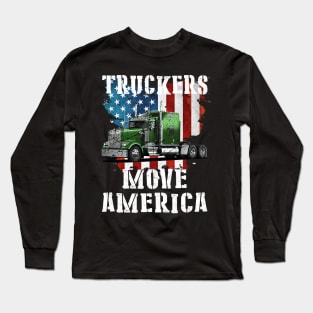 Trucker American Flag Truck Driver Shirt Truck Driver Long Sleeve T-Shirt